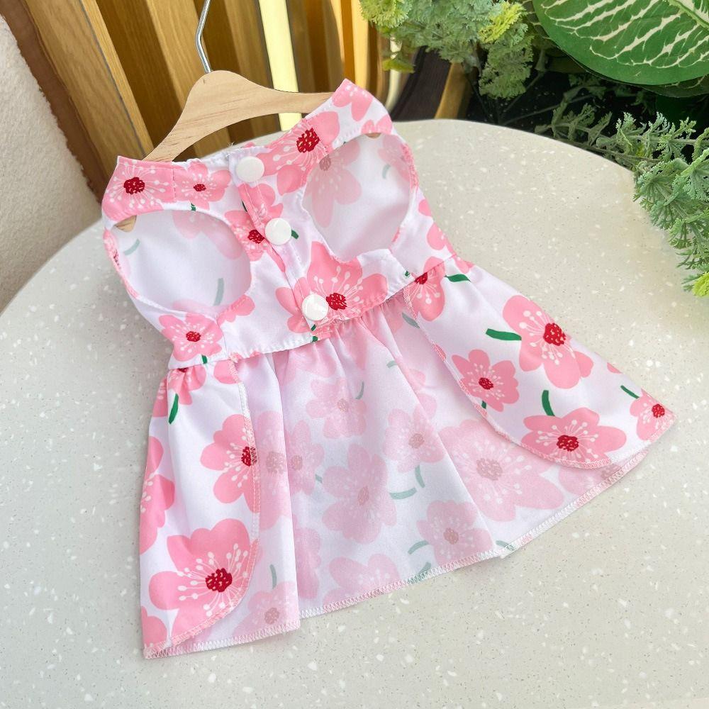 Cute Cat Dog Dress Floral Printed Pet Skirt Cat Costume Puppy Princess Skirt  Poodle