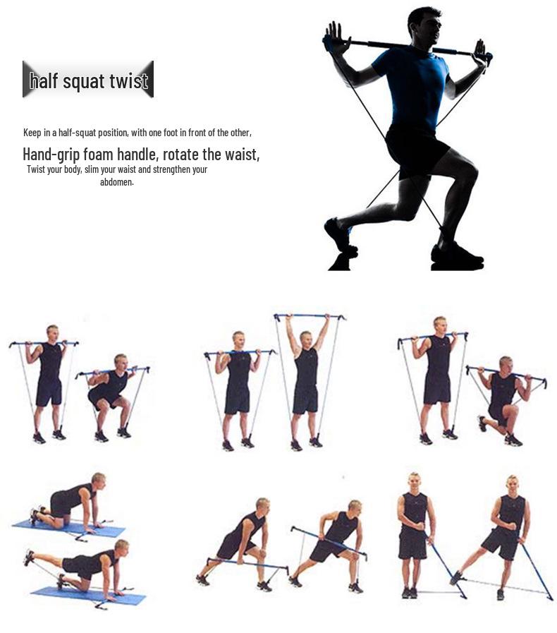 Women's Pilates Bar with Foot Pedal & Elastic Resistance Band for Home Fitness