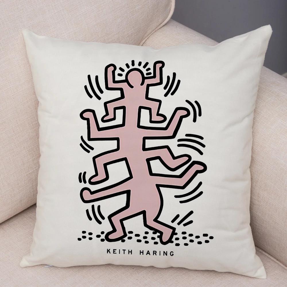 Nordic Style Plush Throw Pillow Case Abstract Keith Artwork Cushion Cover for Sofa Home Car Decor Geometric Art Print Pillowcase