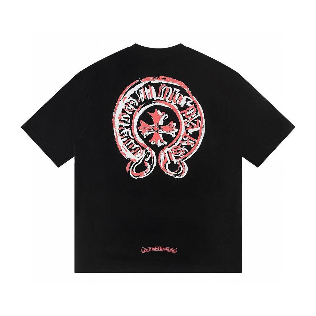 W359 CHROME HEARTS 2025 Summer New High Quality Cotton Round Neck Loose Large Size Men's and Women's T-shirt Couple T-shirt