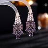 Colorful Cubic Zirconia Accessories Women's Geometric Long Earrings Dress Purple Grape String Earrings