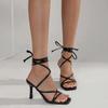 Fashion Strappy Roman Stiletto Sandals Spring Summer New Square Toe Open Toe Slim Strap Cross Strap Anti-Slip Wear-Resistant High Heels