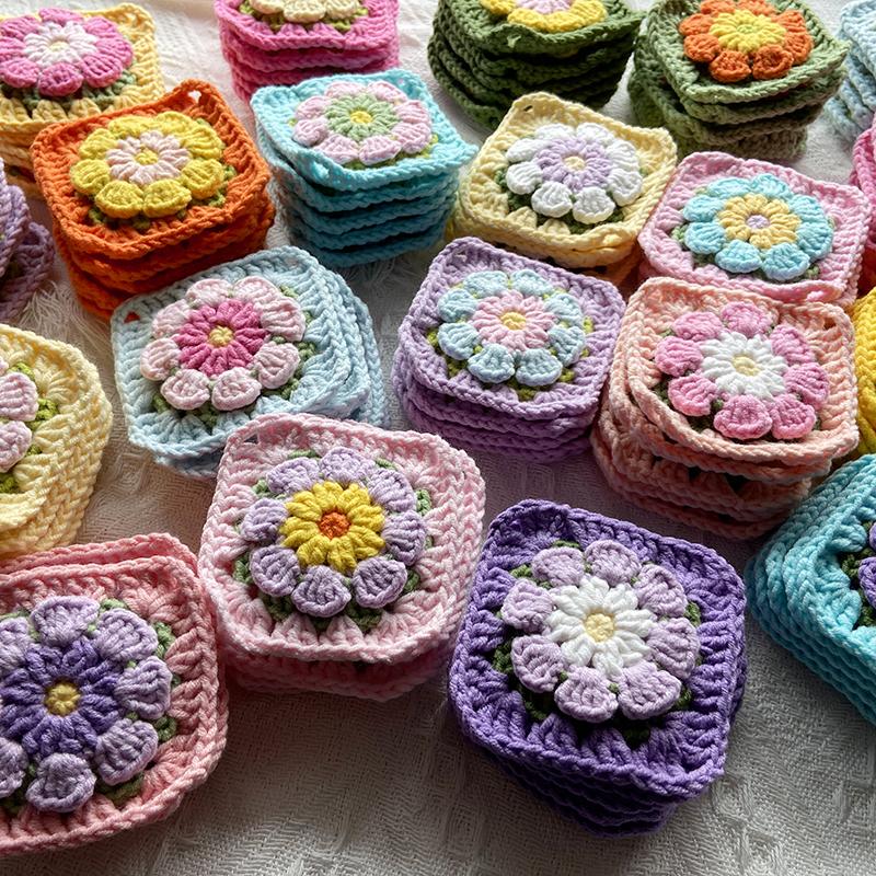 10/15PCS Colorful Handmade Crochet Three-dimensional Petal DIY Splicing Bags Clothes High Quality Cotton Thread Does Not Fade