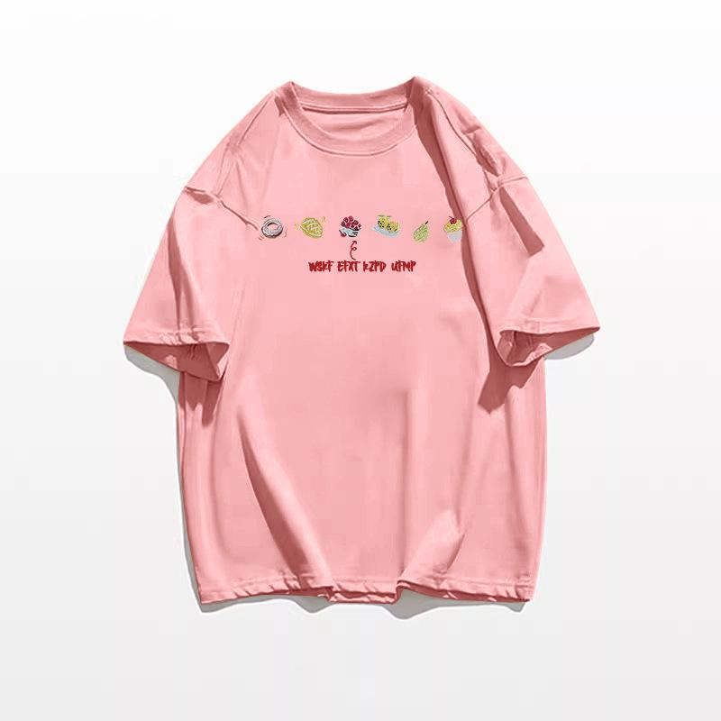 Летняя женская футболка свободного кроя из чистого хлопка с коротким рукавом - Дизайн в корейском стиле хай-стрит