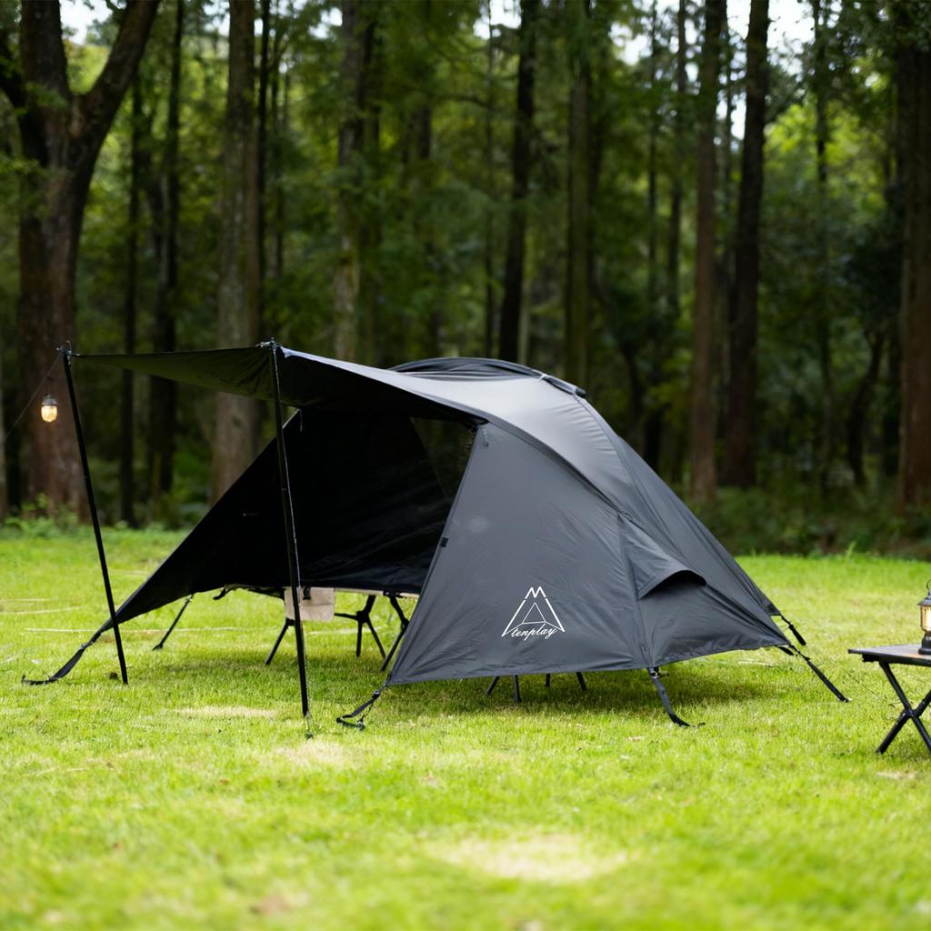 Shelta Pod x TENPLAY Cot Solo 1 70D Water Pressure Resistance Black Tent, 3-Way, Elevated, Tent, Person, Nylon, 5000mm,