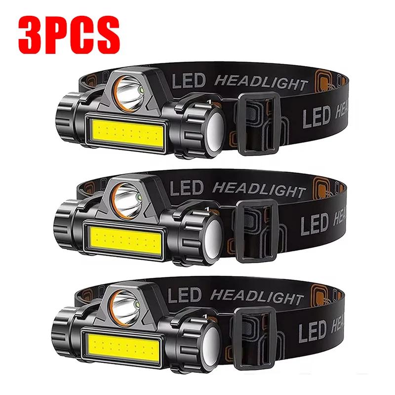 Суперяркий перезаряжаемый налобный фонарь COB LED, магнитный, USB, для кемпинга, походов, рыбалки, долгий срок службы батареи, водонепроницаемый