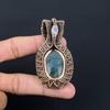Neon Blue Apatite & Moonstone Gemstone Pure Copper Wire Wrap Handmade Amazing Jewelry Pendant