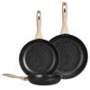 3-piece non-stick frying pan set 8 10.2 12 inch stainless steel cookware with ergonomic wooden handle for induction gas infrared cookers