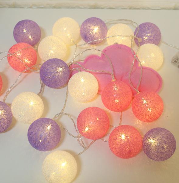 Xiaomi 10/20LED Cotton Ball Garlands Fairy Lights String Battery Power Outdoor Wedding Party Valentine's Day Room Ramadan Decoration