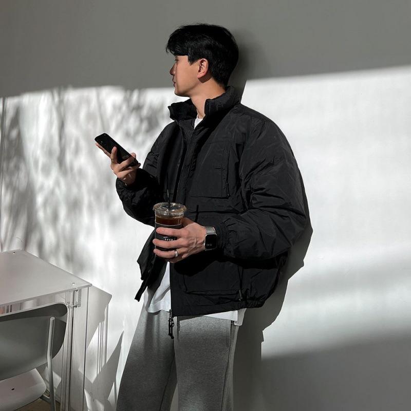 Workwear Stand Collar Cotton Coat Men's Winter Warm Loose Coat Korean Style Trendy Cotton Coat