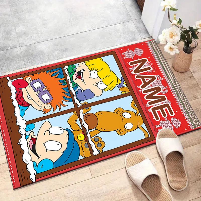 Custom Rugrats in paris Mat Personalized Name, Polyester Washable Indoor Entryway Rug, Gift for Christmas, Easter, Thanksgiving Day