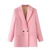 Women Fashion Pockets Solid Double Breasted Blazer Vintage Long Sleeves Notched Neck Office Lady Outfits