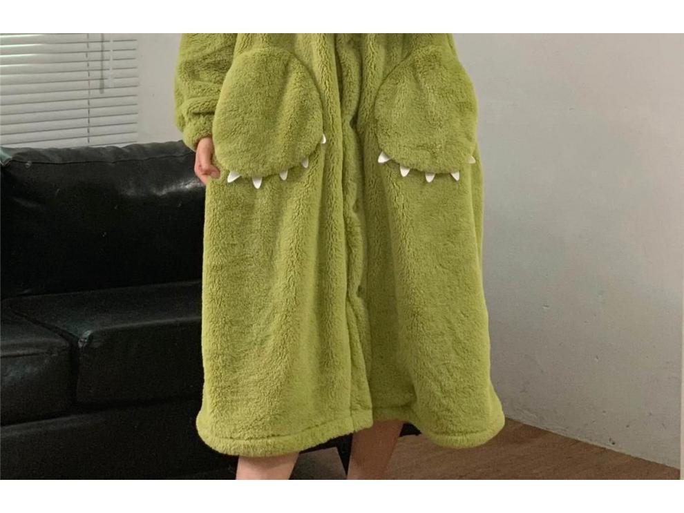 Уютная бархатная ночная рубашка с капюшоном и рисунком больших глаз - женская зимняя пижама свободного кроя из кораллового флиса 2024 года для пар