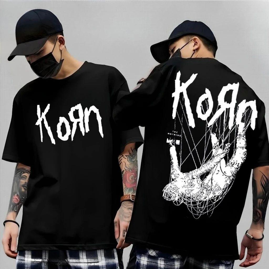 Футболка с принтом Rock Band Korn Follow The Leader Двусторонняя Метал-группа Teecasual Свободная Оверсайз Парная Футболка Винтажные Топы Унисекс