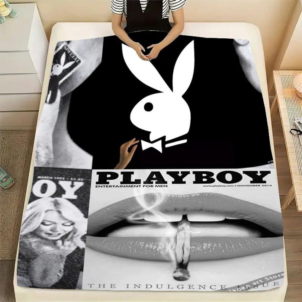 Плед с тематикой логотипа Playboy Bunny - Мягкий и уютный плед с культовой графикой Playboy, идеально подходит для уютных вечеров, Livi