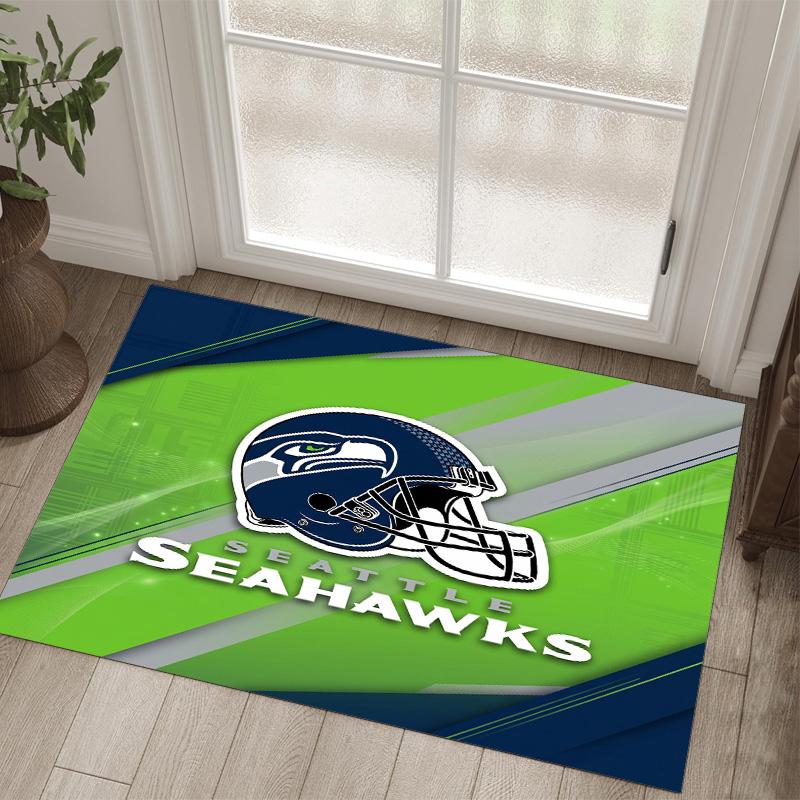 Seattle Seahawks Design Crystal Velvet Carpet Cozy Non?Slip Printed Rug For Bedroom Living Room Entrance