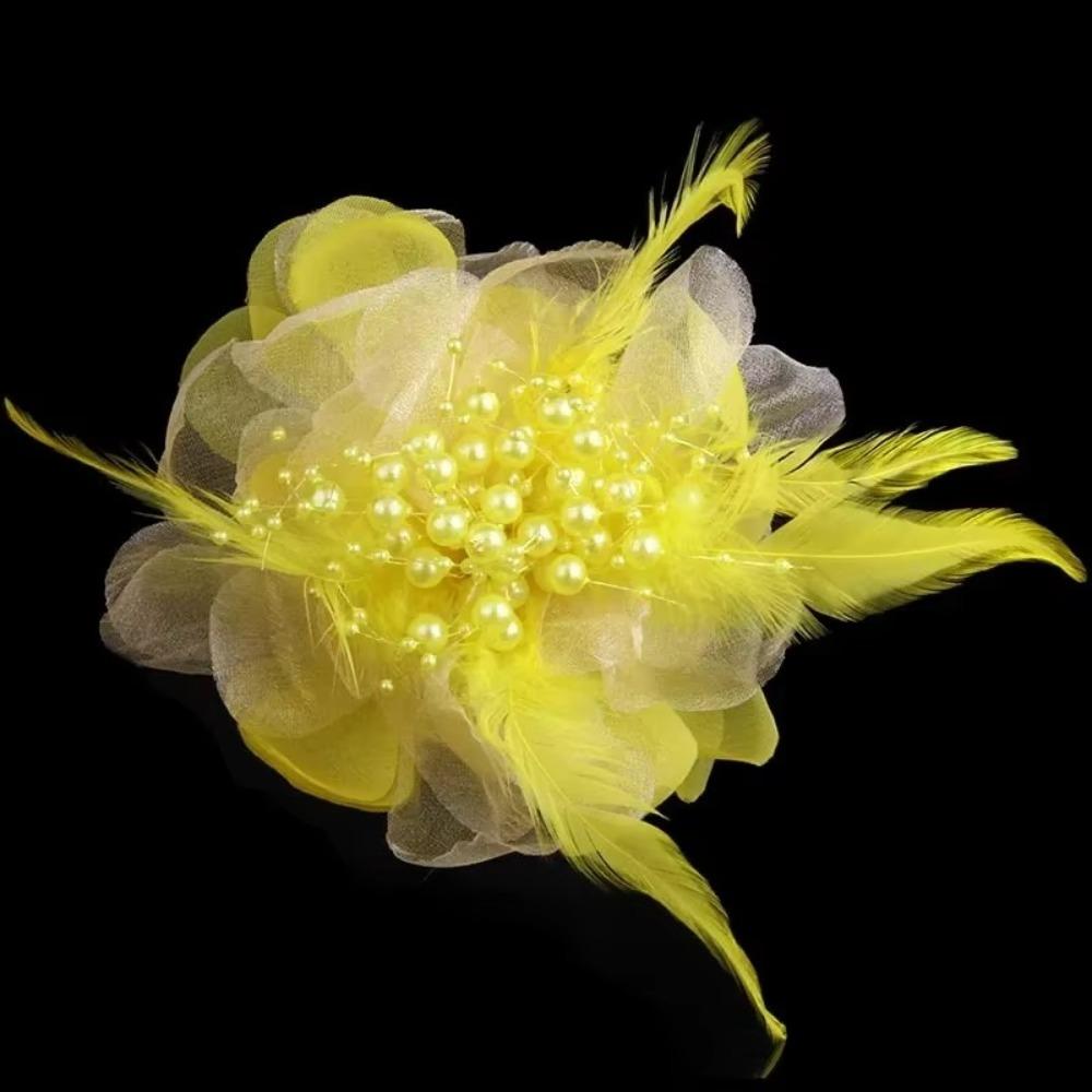 Large Women's Corsage Solid Color Lapel Pin Fashion Feather Fabric