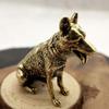 62KD Brass Metal Lucky Fortune Dog Statue Small Ornament Vintage Little Puppy Chinese Desktop Tea Pet Sitting Wolf Animal Gifts