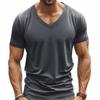 Мужские повседневные облегающие футболки с коротким рукавом, мягкие, легкие, с V-образным вырезом, однотонные футболки