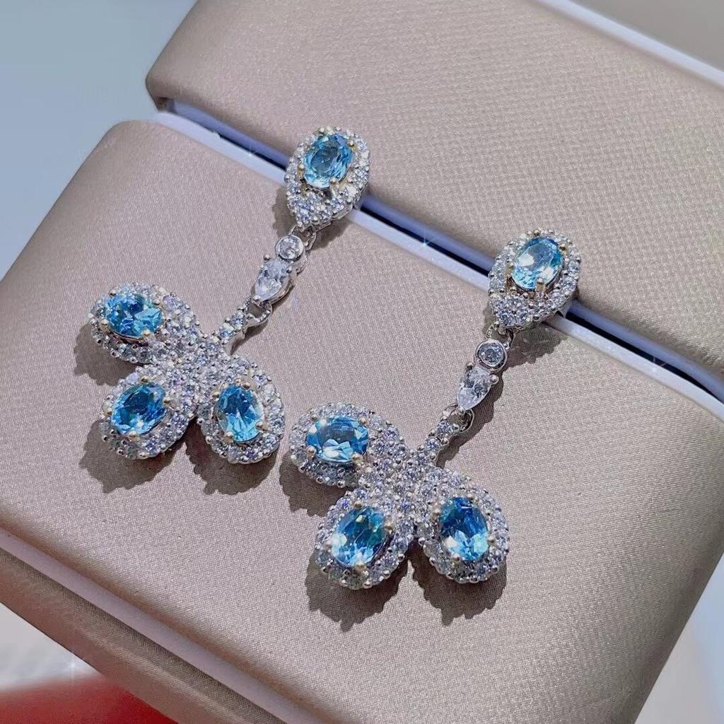 Модные серьги из стерлингового серебра с драгоценными камнями в форме листа, всего 0,96 карата, 3 мм * 4 мм, серьги-капли с натуральным топазом, ювелирные изделия с топазом из серебра 925 пробы