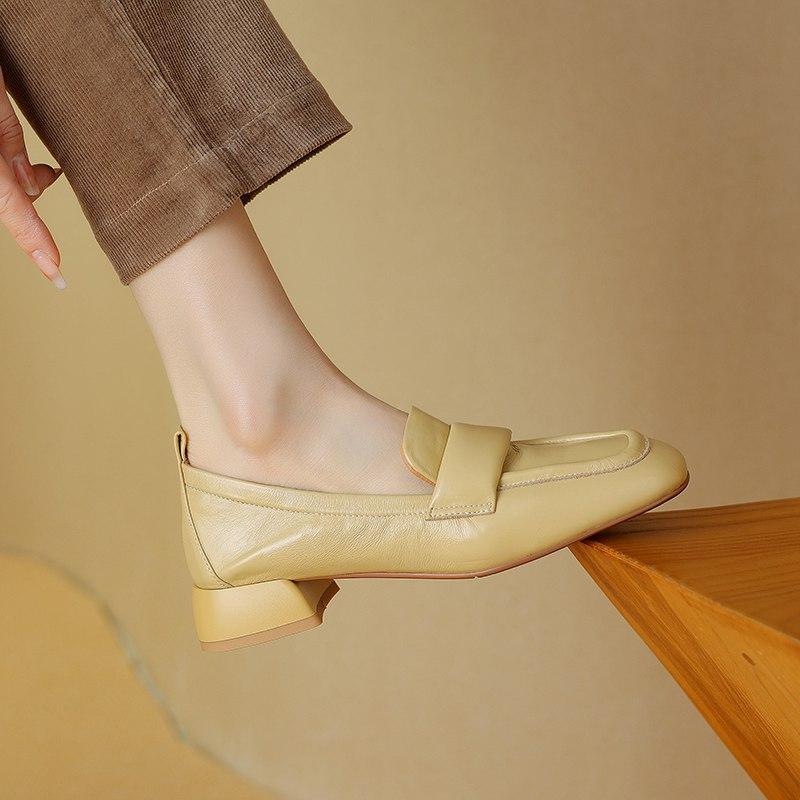 Krazing Pot Весенние туфли на низком каблуке из коровьей кожи с квадратным носком, лоферы без шнуровки, броги, женские туфли-лодочки для отдыха