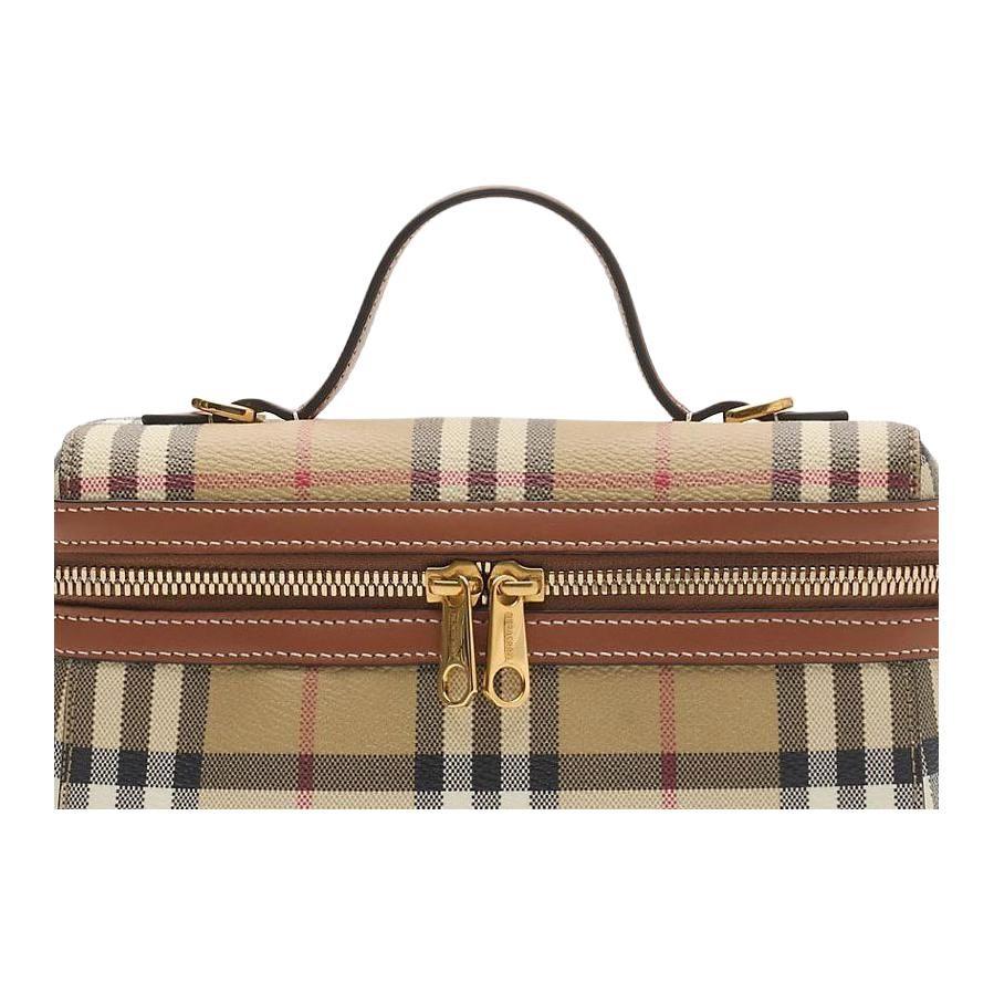 Burberry Vanity Polyurethane Makeup Bag Regular Women's Beige & Stone Pine & Brown 81205251