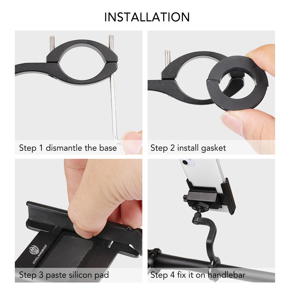 Heightened Bicycle Aluminium Alloy Mobile Phone Holder 360 Degrees Rotation Adjustable