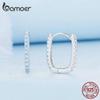 BAMOER стерлингового серебра 925 пробы, синий опал, простые геометрические пряжки для ушей, квадратные серьги-кольца, серьги с фианитом для женщин, ювелирные изделия