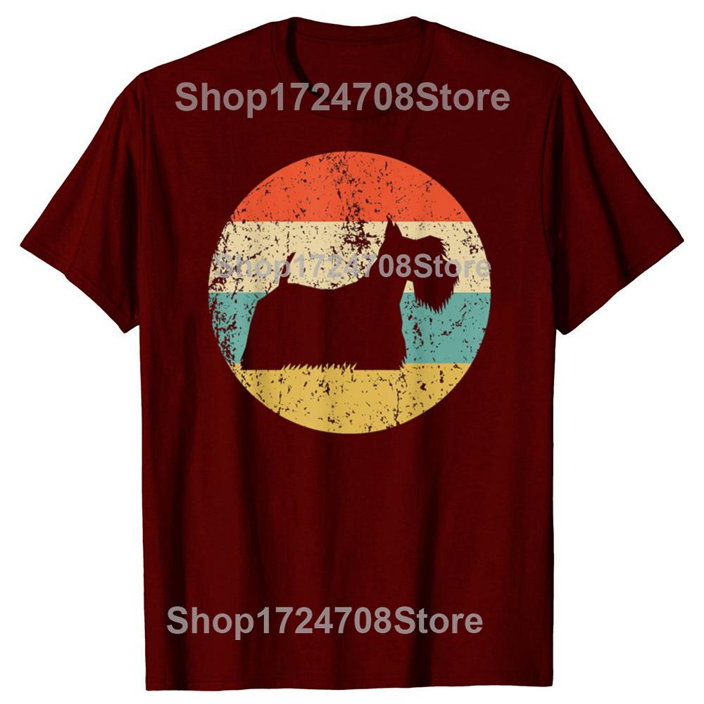 Забавный шотландский терьер винтажный ретро футболка Скотти собака мужская женская модная повседневная футболка 100% хлопок свободная футболка оверсайз