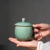 200ml Green Glaze Kiln Change Ceramic Mug with Lid Water Cup Coffee Cup