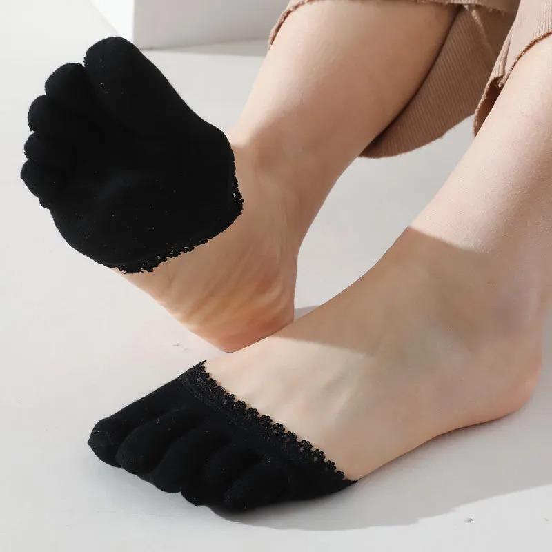 1 Pair Five Toes Forefoot Pads Women's High Heels Wear Half Socks Comfortable Lace Invisible Socks Foot Pain Care Products