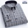 6XL Осенне-зимняя большая мужская рубашка в клетку из 100% хлопка с начесом, с длинным рукавом, устойчивая к сминанию, деловой кэжуал, не требующая глажки, плотная