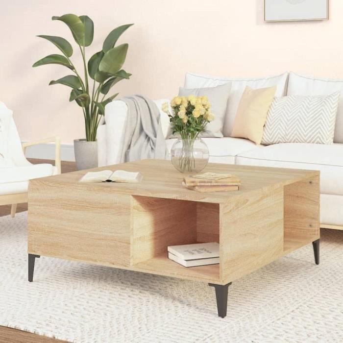 VidaXL Coffee Table Sonoma Oak 80x80x36.5 Cm Engineered Wood 821103