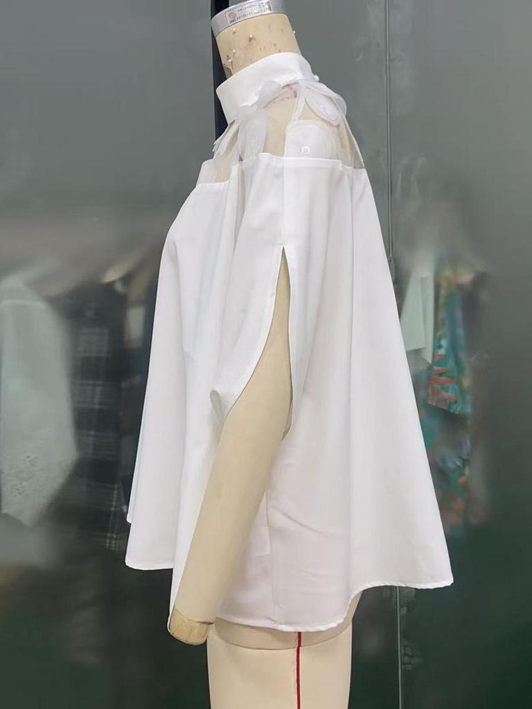 Летняя сетчатая блузка с открытыми плечами - Европейский и американский стиль - Женская свободная посадка