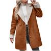 Ladies' Fashionable Long Sleeved Lapel Thickened Warm Plush Solid Color Jacket