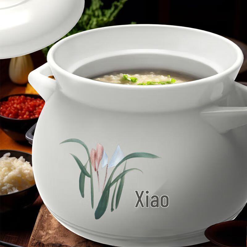 Белый горшок-кастрюля из глины «Белая орхидея»