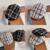 Ретро берет в клетку с ветрозащитным козырьком для повседневной носки и для законодателей моды