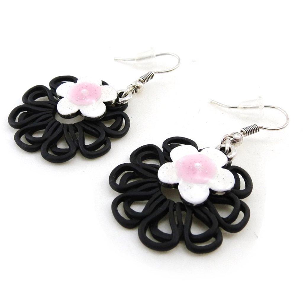 NOA [I9936] - Дизайнерские серьги 'Vahiné' черно-розовые