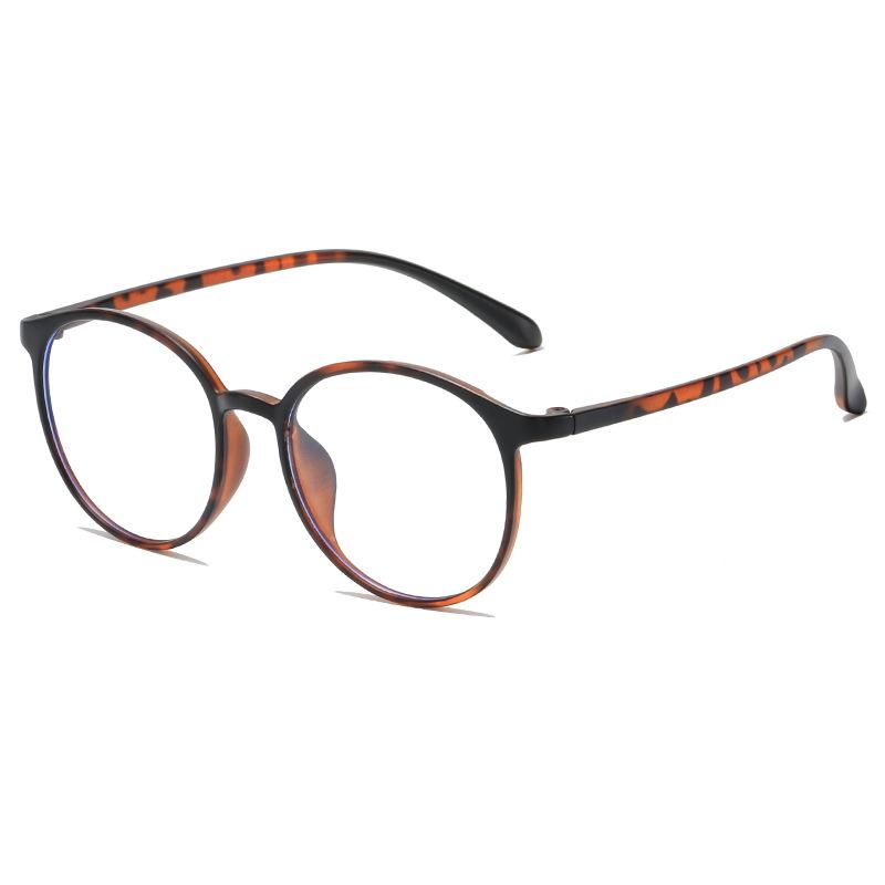 Anti-Blue Flat Glasses Hinge Frame Trendy Plain Face Small Retro Round Glasses Frame Simple