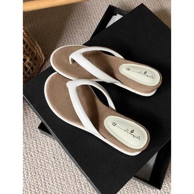 Овчина ретро толстая подошва универсальная верхняя одежда клипсы шлепанцы простой круглый носок с открытым носком кожаные сандалии