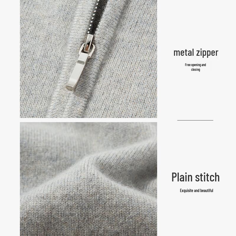 Мужской кашемировый свитер LUOZI с воротником-стойкой и молнией до середины груди