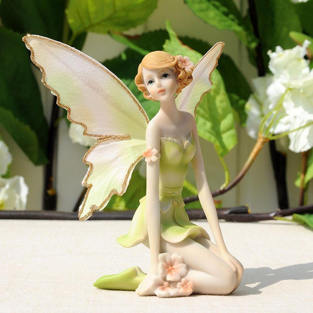 Girl DIY Garden Home Ornament Crafts Fly Fairy Car Decor Angel Figurines Miniatures Flower Fairy