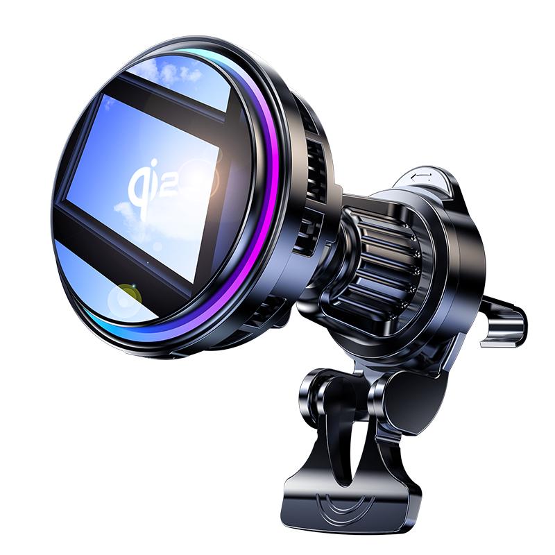 Tempered Glass QI2 Ice Cooling RGB Magnetic Wireless Car Charger Fast Charging Radiator For Magsafe iPhone 12-16 Phone Holder