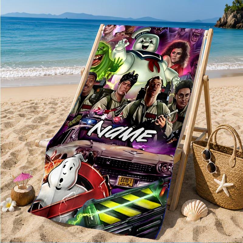 Custom Name Ghost-busters Logo Beach Towel Microfiber Beach Towel, Lightweight and Quick-Dry, for Summer Travel, Swimming Pool Gift