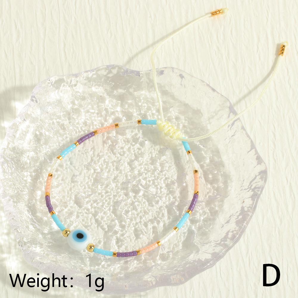 Bohemian Layered Colorful Bead Bracelet with Lucky Evil Eye Charm