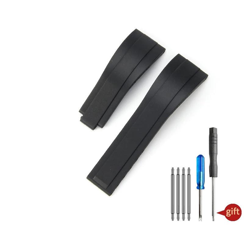 20 мм Натуральный Мягкий Силиконовый Каучуковый Ремешок для Часов Для Rolex Ремешок для Часов Daytona Submariner GMT OYSTERFLEX Браслет Складная Застежка