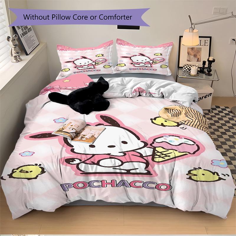 3 шт. Набор постельного белья Sanrio «Сладкое приключение Почакко» Включает 1 пододеяльник и 2 наволочки, Удобное постельное белье со стильным дизайном для спальни S076