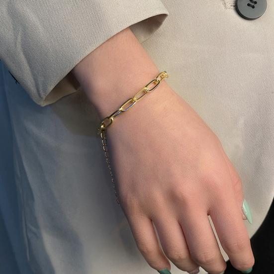 Women Bracelet Adjustable Length Hollow Out Chain Solid Color Polished Electroplated Stainless Lightweight Punk Hip Hop Cool Girl Bangle Wrist