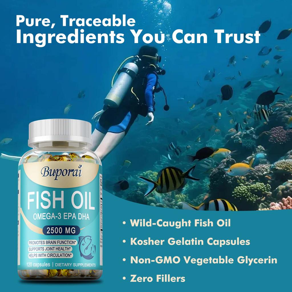 Deep-sea fish oil capsules; contains Omega-3; high levels of EPA and DHA; supports joint health; suitable for both men and women.