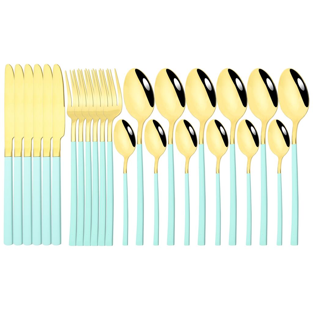 Набор столовых приборов из нержавеющей стали, 24 шт., ножи, вилка, ложка, ужин, посуда, вечерние кухонные столовые приборы, набор столового серебра